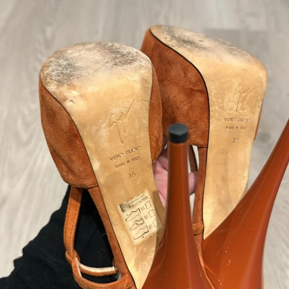 Giuseppe Zannoti T Bar Suede Heels